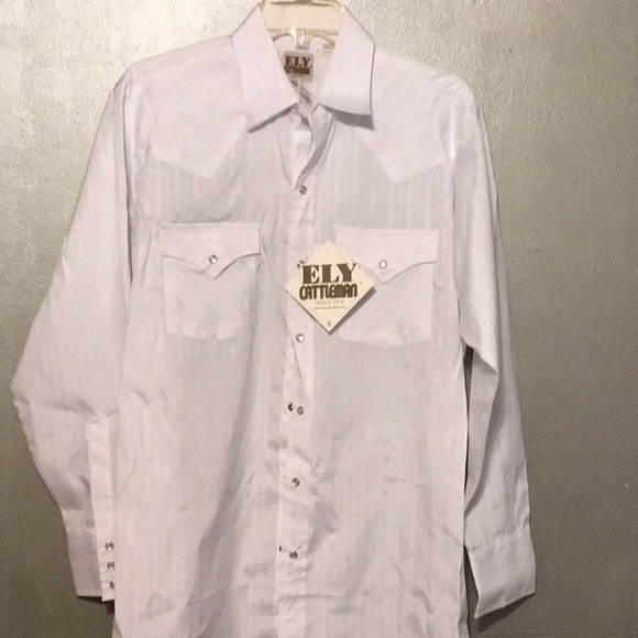 Ely White Snap Front Dress Shirt